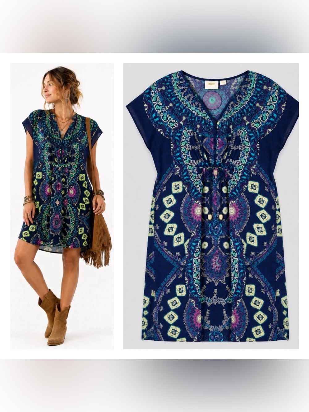 Maeve Anthropologie Silk Medallion Dress XS Bohemian Whimsigoth Coastal Cowgirl
